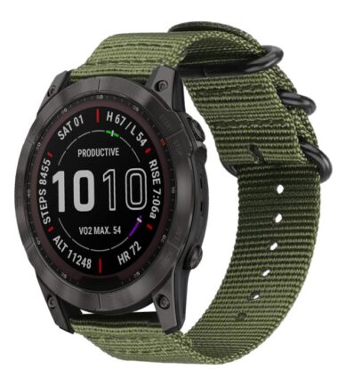 xDfind Ring Buckle Nylon Canvas Watch Band, For Garmin Fenix 8/7X/6X/5X 26mm, For Garmin Fenix 8/7/6/5 22mm, For Garmin Forerunner 235/220/620/630, For Garmin Forerunner 35 / 30 / 35J