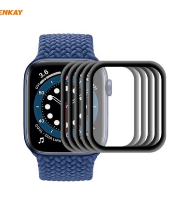 5PCS ENKAY Hat-Prince 0.2mm 9H Surface Hardness 3D Explosion-proof Aluminum Alloy Edge Full Screen Tempered Glass Screen Film, For Apple Watch 6/5/4/SE 40mm, For Apple Watch 6/5/4/SE 44mm