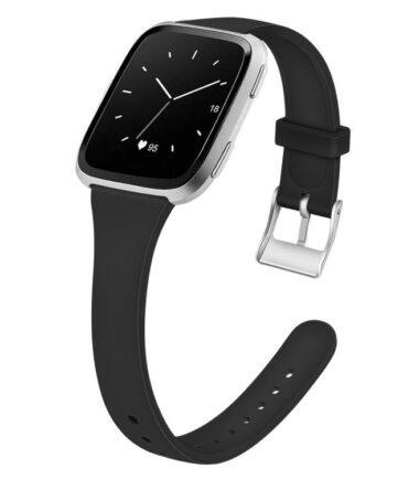 For Fitbit Versa 2 / Versa / Versa Lite xDfind Silver Buckle Slim Solid Color Silicone Watch Band, S, L