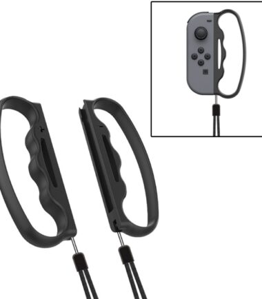 iPlay Small Handle Boxing Grip Gamepad Grip with Strap for Switch Joy-Con, Black, Red