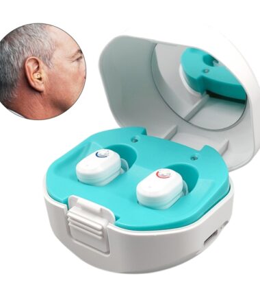 TWS On-Ear Sound Amplifier Hearing Aid with Charging Compartment, White, Black, Skin Color